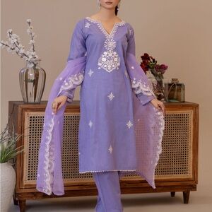 Elegant Purple Embroidered Women Salwar